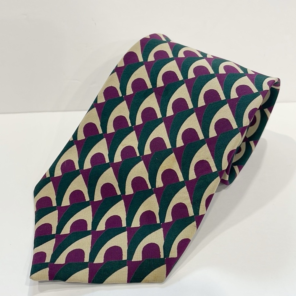 Isaac Zelcer Mens‎  Imported Silk Tie Geometric Career Business